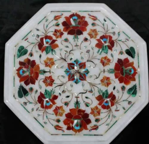 white marble table, coffee table, end table, tabletop | Tables by Innovative Home Decors. Item made of marble works with country & farmhouse & art deco style