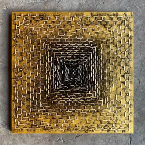 Golden Way (SOLD) | Oil And Acrylic Painting in Paintings by Alessia Lu. Item composed of canvas in contemporary or industrial style