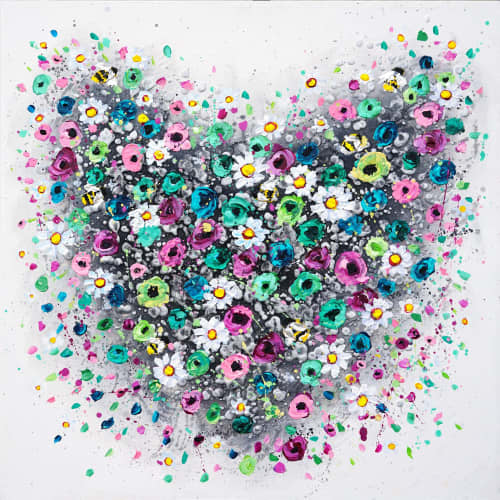 Blossoming Whirlwind — Original Textured Heart Painting | Oil And Acrylic Painting in Paintings by DaggArt. Item made of canvas works with contemporary style