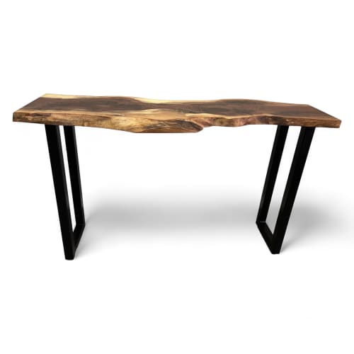 Live Edge Walnut Sofa Table | Console Table in Tables by Good Wood Brothers. Item made of walnut compatible with mid century modern style