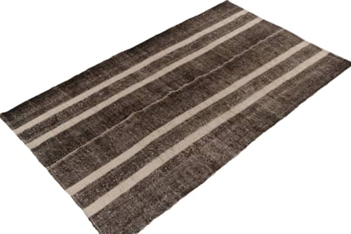 Vintage Turkish Kilim rug in Beige-Brown Stripe Patterns | Area Rug in Rugs by Rug and Kilim
