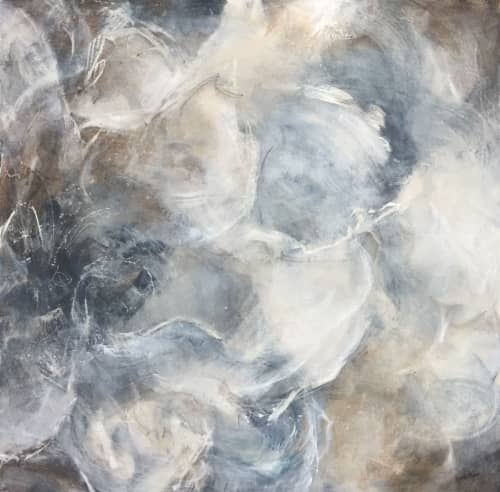 Flowing Abstracted Floral Art in neutral colors | Oil And Acrylic Painting in Paintings by Lynette Melnyk. Item composed of canvas in contemporary or modern style
