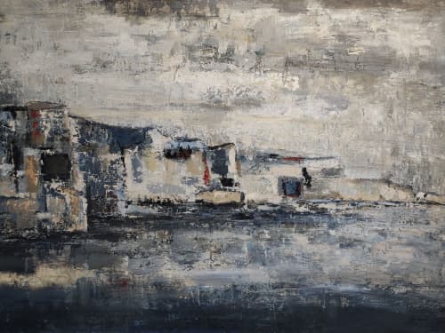 Les Falaises Grises / Free Fales | Oil And Acrylic Painting in Paintings by Sophie DUMONT.. Item made of canvas works with minimalism & contemporary style