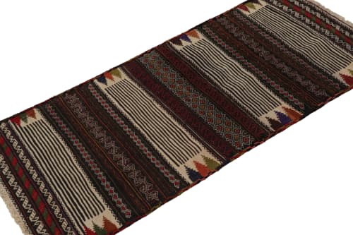 Vintage Afghan Tribal Kilim in Brown with Geometric Patterns | Area Rug in Rugs by Rug and Kilim