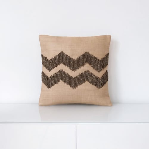 Zig Zag Beaded Cushion Cover | Pillows by Kubo. Item made of fiber