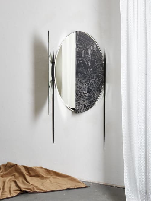 Botanical Garden Wall Mirror | Decorative Objects by Eliška Monsportová. Item made of metal & glass