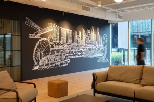 Adyen Singapore office art mural | Murals by Just Sketch | Funan Showsuite in Singapore. Item composed of synthetic