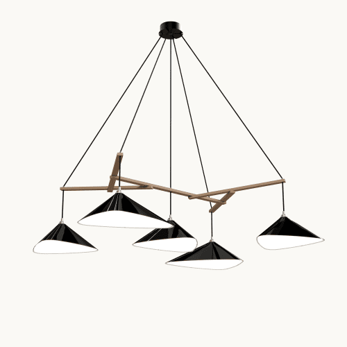 Emily Group of Five Pendant Light – Black High Gloss | Pendants by MOSS Objects. Item composed of oak wood & steel compatible with contemporary and modern style