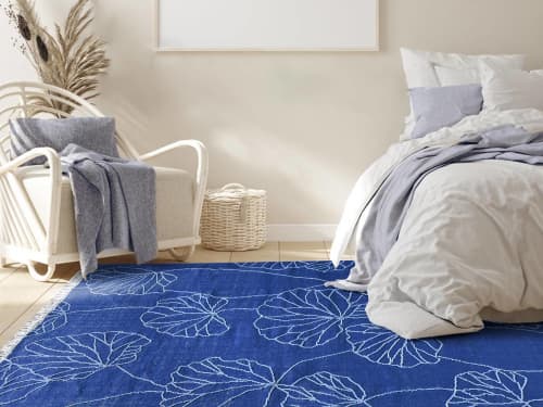Punja Kelim Blue PET Area Rug 160X230 CM | Rugs by Selligram. Item made of wool works with contemporary & mediterranean style