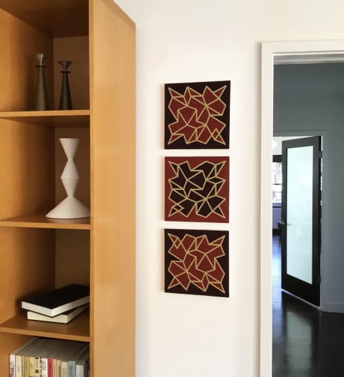 Jacquard Weavings | Wall Sculpture in Wall Hangings by Zuzana Licko. Item composed of wood and fabric in minimalism or mid century modern style