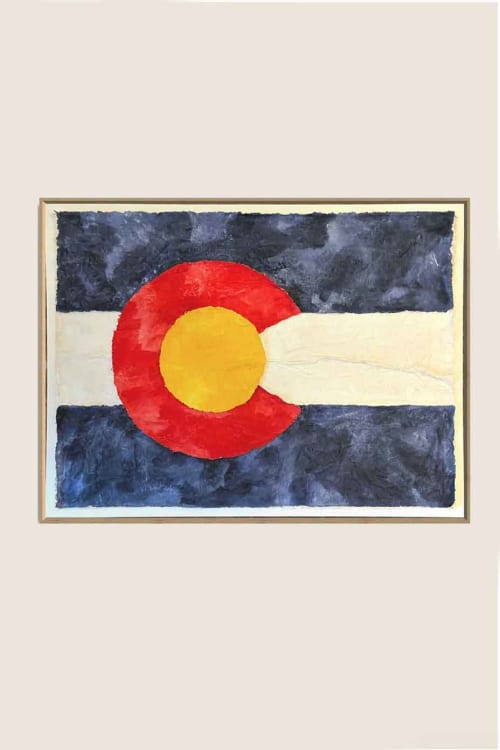 Flags CO F3648 A | Mixed Media in Paintings by Michael Denny Art, LLC. Item made of bamboo & cotton compatible with minimalism and contemporary style