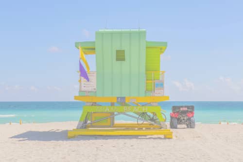 4th Street-Miami Lifeguard Chair (Pink) | Photography by Richard Silver Photo. Item made of paper works with contemporary & coastal style