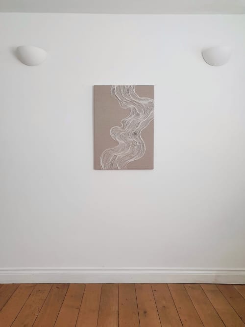 Peace | Tapestry in Wall Hangings by Saskia Saunders. Item made of linen with fiber works with minimalism & contemporary style