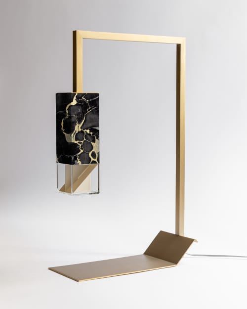 Lamp/Two BLACK | Table Lamp in Lamps by Formaminima. Item composed of brass and marble