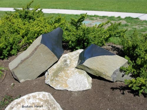 Broken Heart | Public Sculptures by Barry Namm Art. Item made of granite