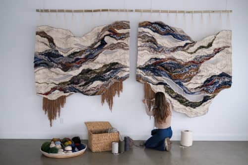 Galaxy Heart - galaxy inspired woven tapestry | Wall Hangings by Rebecca Whitaker Art. Item composed of cotton & fiber compatible with contemporary and eclectic & maximalism style