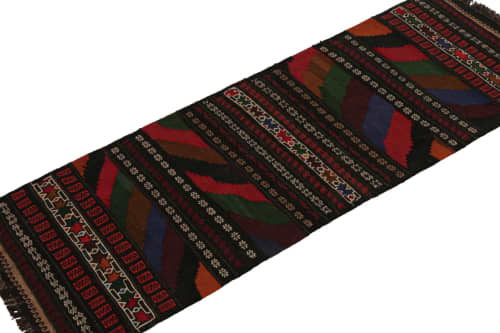 Vintage Afghan Baluch Kilim Runner Rug, with Geometric | Area Rug in Rugs by Rug and Kilim