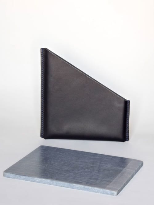 Mappe - blu azul macauba | Serving Board in Serveware by gumdesign. Item composed of marble and leather in contemporary style
