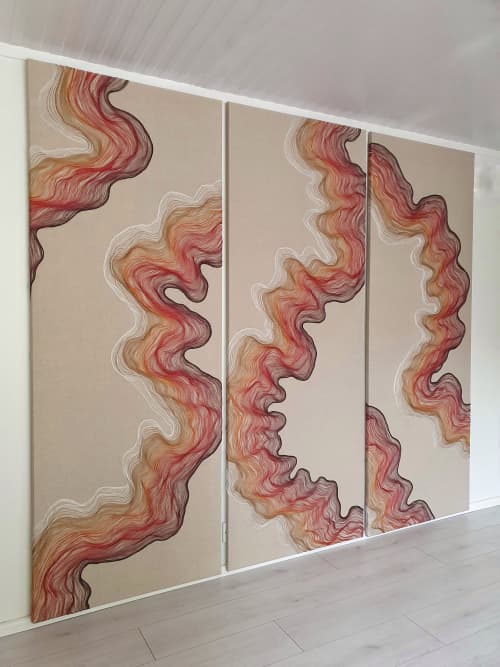 Cascade | Tapestry in Wall Hangings by Saskia Saunders. Item composed of linen & fiber compatible with minimalism and contemporary style