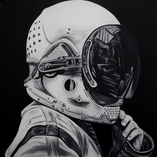 Cosmonaut | Oil And Acrylic Painting in Paintings by Ricardo Rodriguez Cosme. Item composed of canvas & synthetic