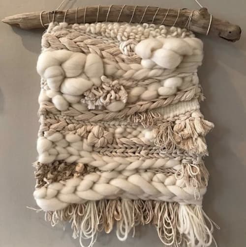 Roving in White | Macrame Wall Hanging in Wall Hangings by Great Blue Fiber. Item made of cotton with fiber