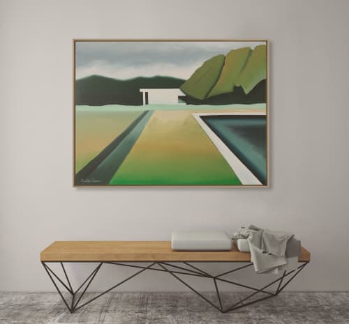 "Day" I Modern Landscape Painting | Oil And Acrylic Painting in Paintings by ART + ALCHEMY By Nicolette Atelier. Item composed of wood and canvas in minimalism or country & farmhouse style