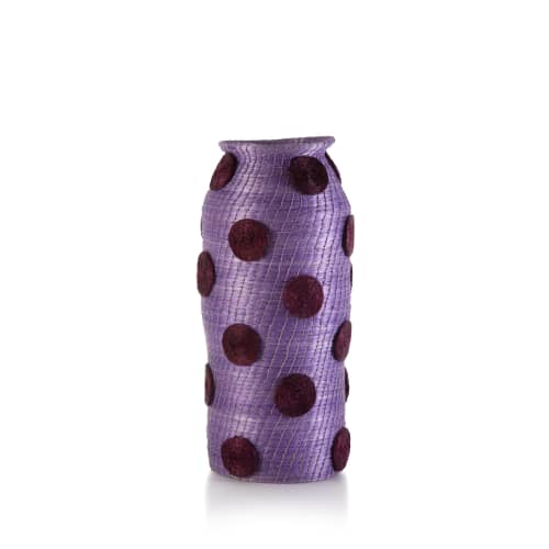 spotted small tall vase lilac | Vases & Vessels by Charlie Sprout. Item composed of fiber