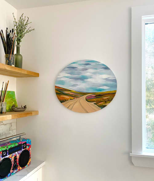 Empty Dunes in Bloom | Oil And Acrylic Painting in Paintings by Neon Dunes by Lily Keller. Item composed of canvas