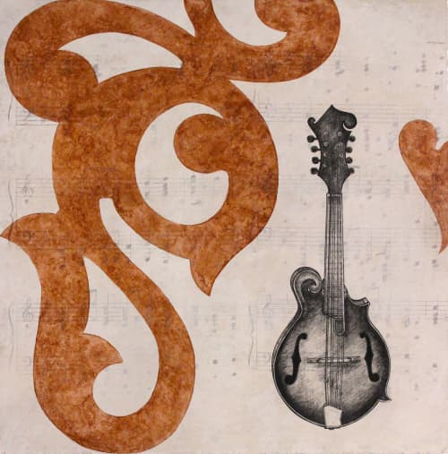Mandolin | Watercolor Painting in Paintings by Paul Flippen | The Elizabeth Hotel, Autograph Collection in Fort Collins. Item made of paper
