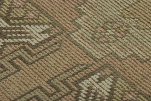 Vintage Turkish Rug in Pink with Blue & Green Geometric | Area Rug in Rugs by Rug and Kilim