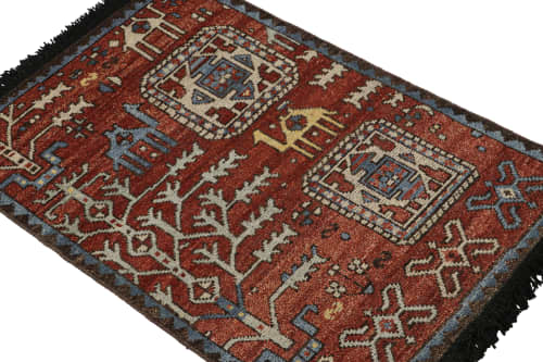 Rug & Kilim’s Caucasian Tribal Rug in Red with Camel | Area Rug in Rugs by Rug and Kilim