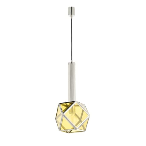 Single-Light Suspension Lamp With Brass Structure | Pendants by Bronzetto. Item composed of brass and glass in contemporary style