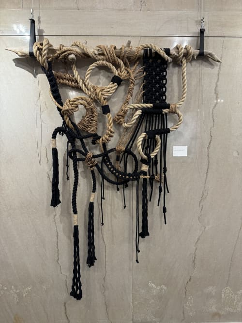 Nature Inspired Macrame Wall Hanging "Totem" | Wall Hangings by MossHound Designs by Nicole Hemmerly | The Brent Lofts in Pensacola. Item composed of wood and cotton in boho or contemporary style