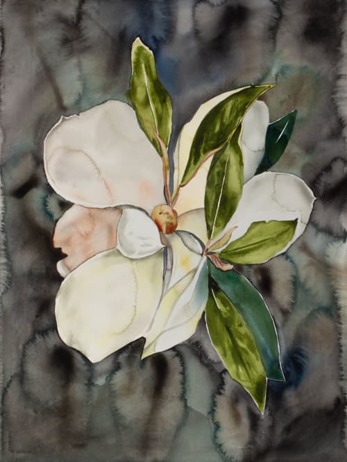 Magnolia Study No. 7 : Original Watercolor Painting | Paintings by Elizabeth Beckerlily bouquet. Item composed of paper compatible with boho and contemporary style