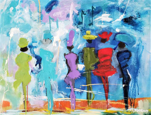 Social Distancing Dancers | Oil And Acrylic Painting in Paintings by Marie Manon Art. Item composed of canvas