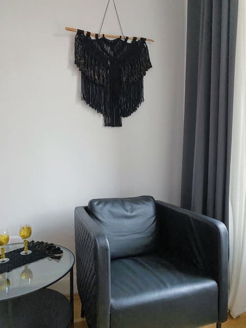 Black Macrame Wall Decor | Macrame Wall Hanging in Wall Hangings by Got A Knot. Item made of cotton compatible with boho style
