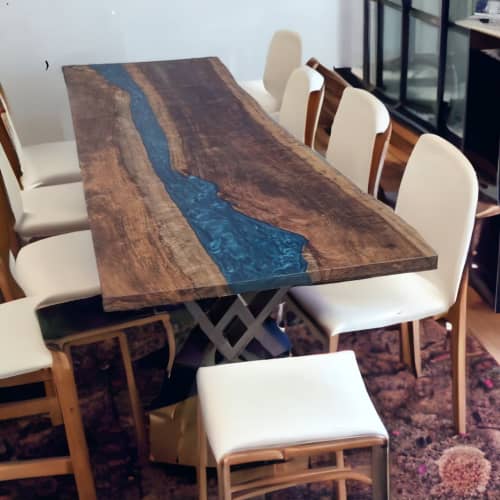 epoxy dining table, blue epoxy table, epoxy table | Tables by Innovative Home Decors. Item composed of wood in country & farmhouse or art deco style