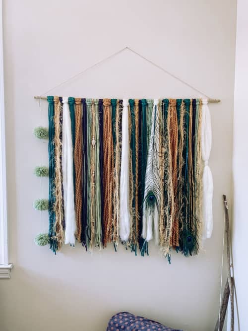 Large Handmade Textured Yarn Wall Hanging Decor - Boho Style by Hippie &  Fringe