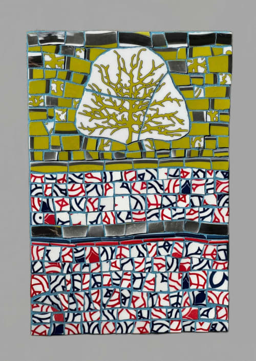 Harmony v Cacophony - Winter Series No. 6 | Wall Sculpture in Wall Hangings by Gila Mosaics Studio. Item composed of birch wood & ceramic compatible with contemporary style