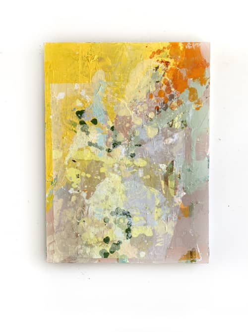 "Champagne and Flowers" Original Painting | Oil And Acrylic Painting in Paintings by Jessalin Beutler. Item made of canvas with paper works with contemporary & eclectic & maximalism style