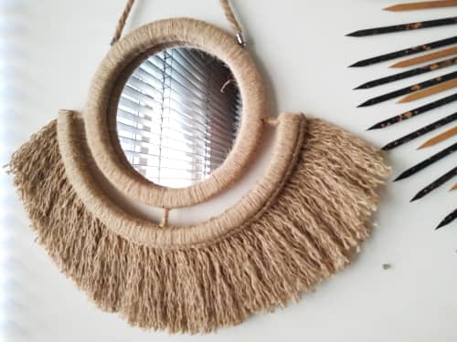Rope Mirror, Single Round, Boho Mirror, Wall Decoration, | Decorative Objects by Magdyss Boutique. Item made of wood & cotton compatible with boho and mediterranean style