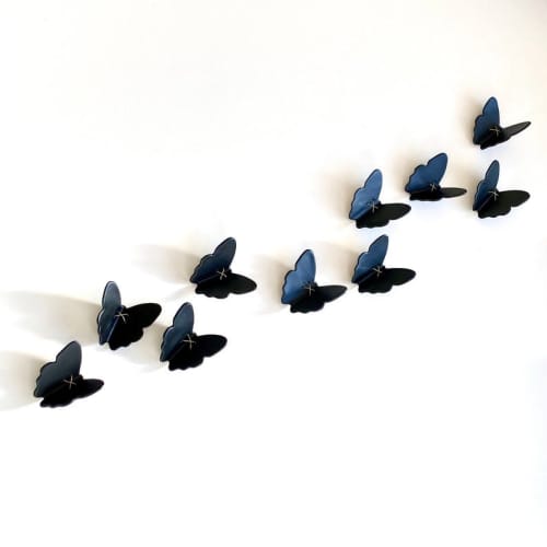 Set of 10 Butterflies with Metal Wire | Art & Wall Decor by Elizabeth Prince Ceramics