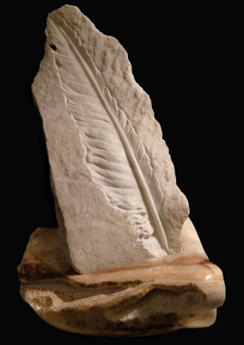 Allegory of handwriting | Sculptures by Dario Tazzioli. Item made of marble