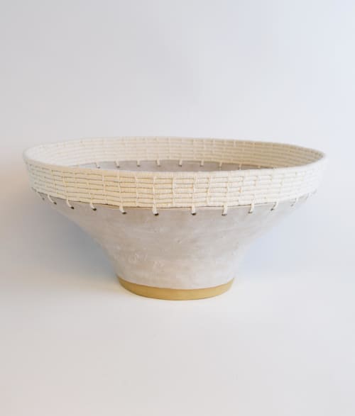 Ceramic and Woven Cotton Decorative Bowl #816 | Decorative Objects by Karen Gayle Tinney. Item made of cotton with ceramic works with boho & minimalism style