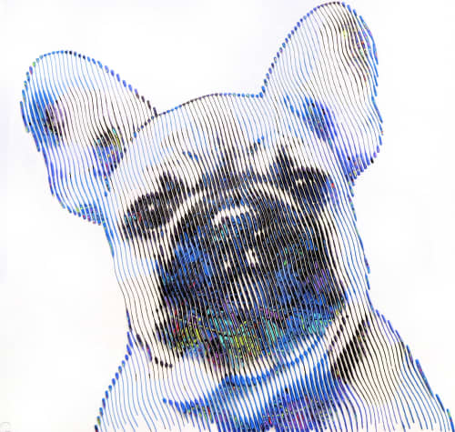 MY FRENCH BOULEDOGUE | Oil And Acrylic Painting in Paintings by Virginie SCHROEDER. Item composed of canvas in art deco style