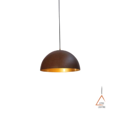 Duom Corro: Metal Dome with Corroded Rust Finish | Pendants by Atrix Lighting. Item made of metal