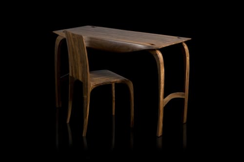 Writing desk in Solid English Walnut, Design No5 | Tables by Jonathan Field. Item made of walnut works with contemporary & modern style