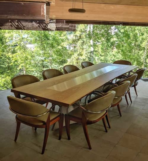 Bookmatched Ash Dining Table | Tables by Where Wood Meets Steel. Item composed of wood & steel compatible with industrial and modern style
