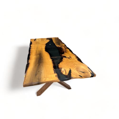 Black Dining Table - Epoxy Resin Table - Custom Epoxy Table | Tables by Tinella Wood. Item composed of wood in minimalism or contemporary style