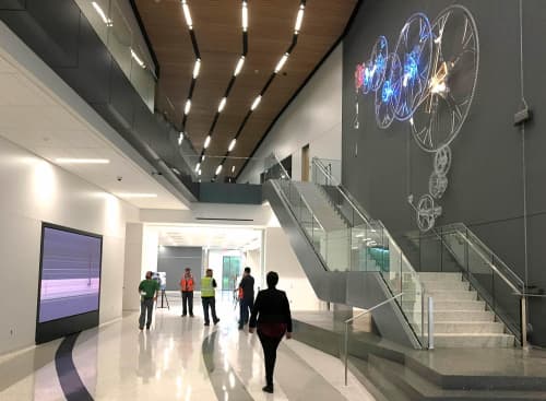 Clock Walk | Decorative Objects by Ansen Seale | Charles Schwab Corporate Office in Austin. Item made of synthetic